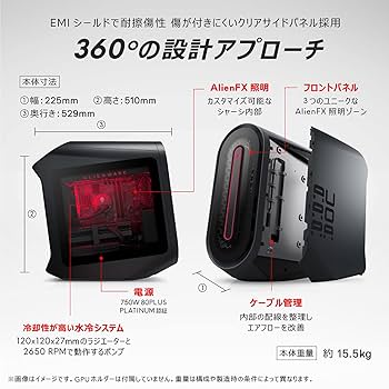 高性能 ゲーミングpc ALIENWARE R10 RTX3060Ti 無線 Alienware Aurora R10 Ryzen 5 5600X 32GB RAM 1TB SSD RTX 3060
